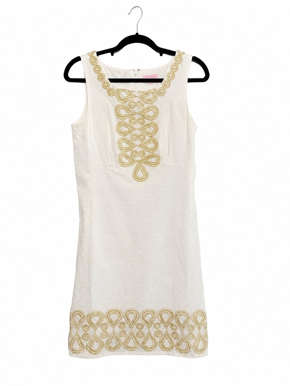 Lilly Pulitzer Adelson White Gold Embroidered Jacquard Shift Dress